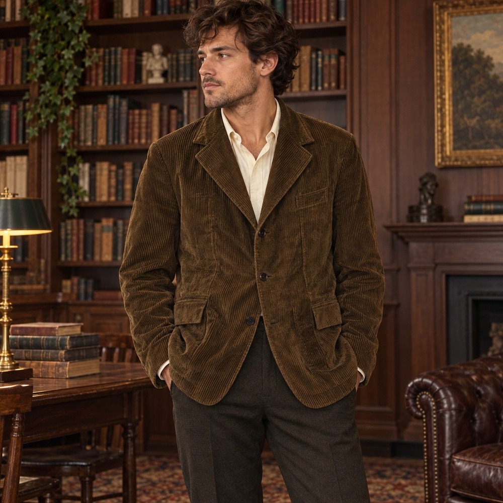 University Club Macintosh Brown Corduroy Blazer Dark Academia Poetcore Jacket